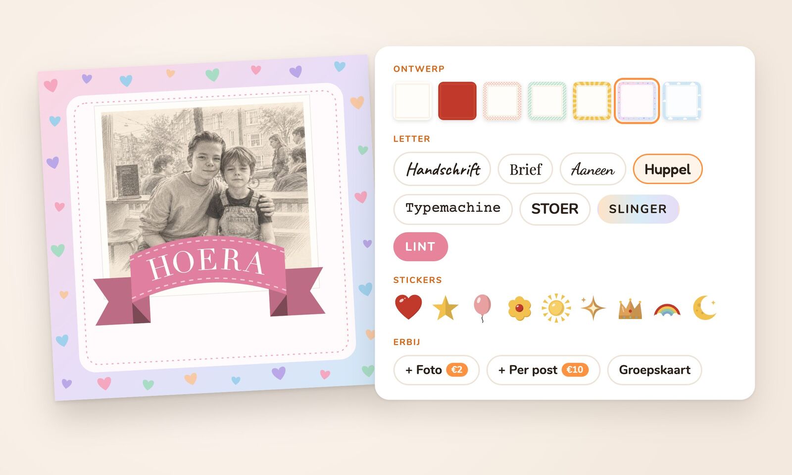 Zo maakt iemand een kaart voor je: ontwerpen, letters, stickers en foto's