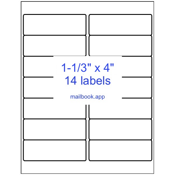 Avery 5162 - 14 labels per sheet template